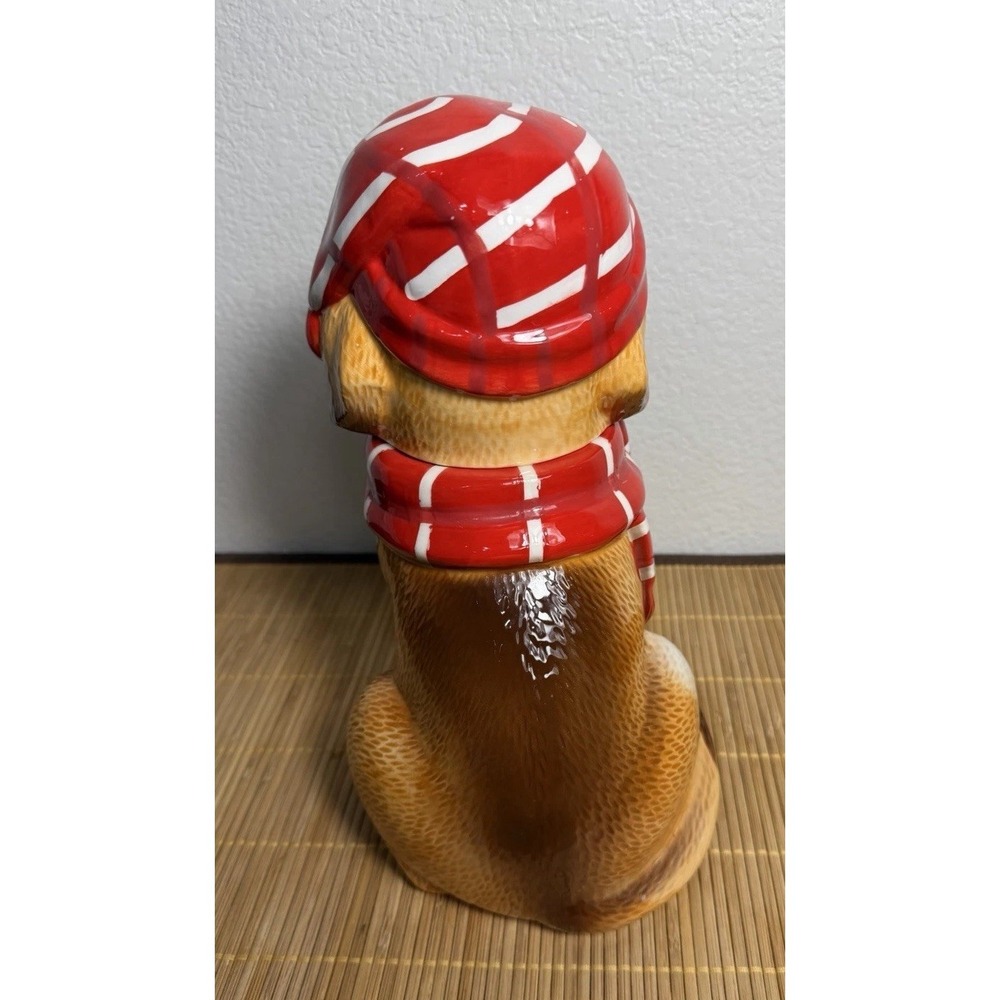Sleigh Bell Bistro Dog Cookie Treat Jar Beagle Christmas Holiday Decoration - Picture 3 of 10